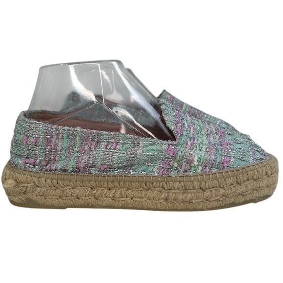 Manebi Tweed Espadrilles Multi Color Slip On Shoes Summer Resortwear SZ 39/8 - Picture 1 of 13